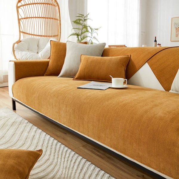 Herringbone Chenille Fabric Furniture Protector Sofa Cover - Image 7