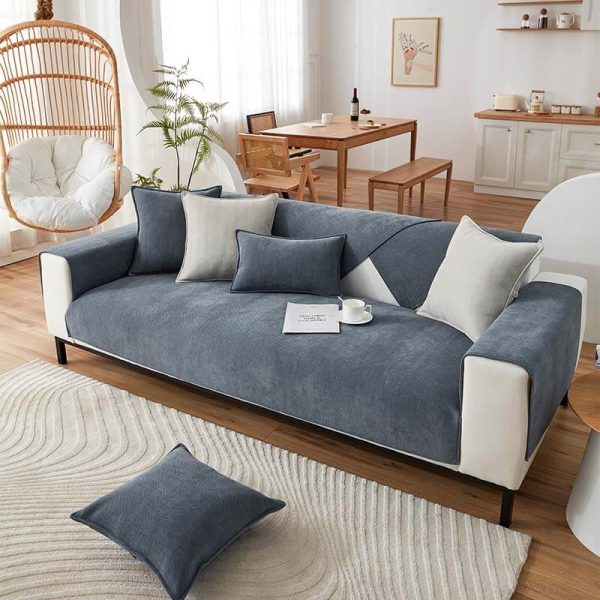 Herringbone Chenille Fabric Furniture Protector Sofa Cover - Image 15