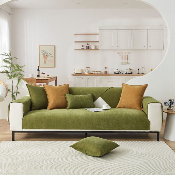 Herringbone Chenille Fabric Furniture Protector Sofa Cover - Image 8