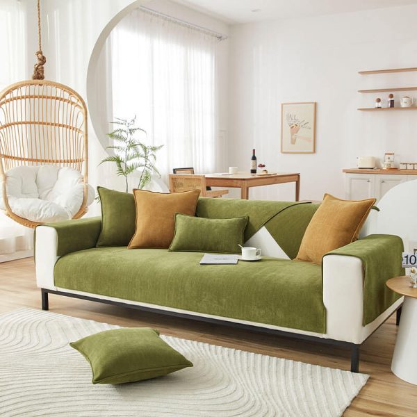 Herringbone Chenille Fabric Furniture Protector Sofa Cover - Image 9
