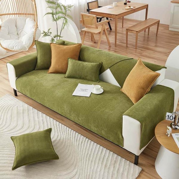 Herringbone Chenille Fabric Furniture Protector Sofa Cover - Image 2