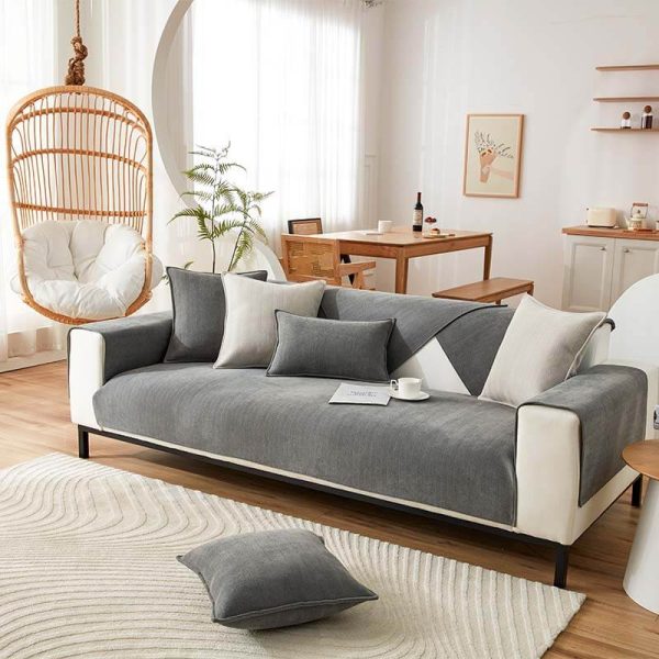 Herringbone Chenille Fabric Furniture Protector Sofa Cover - Image 12