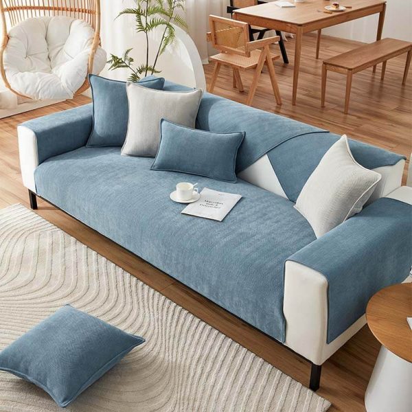 Herringbone Chenille Fabric Furniture Protector Sofa Cover - Image 13