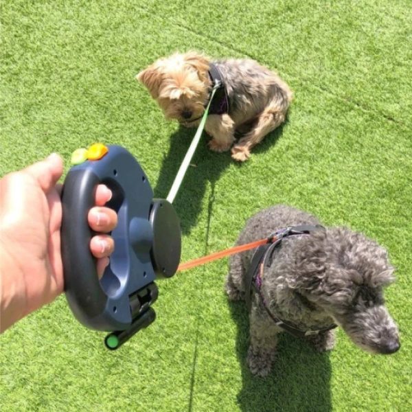 Dual Retractable Dog Leash with Flashlight & Waste Bag Holder - Image 9