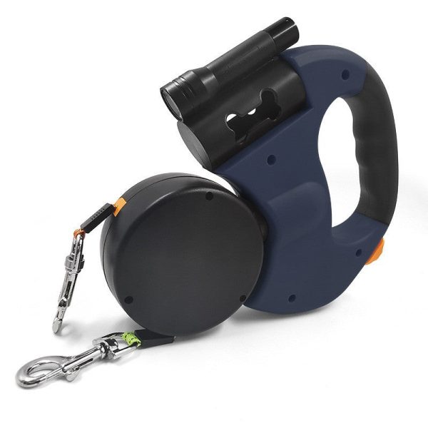 Dual Retractable Dog Leash with Flashlight & Waste Bag Holder - Image 12