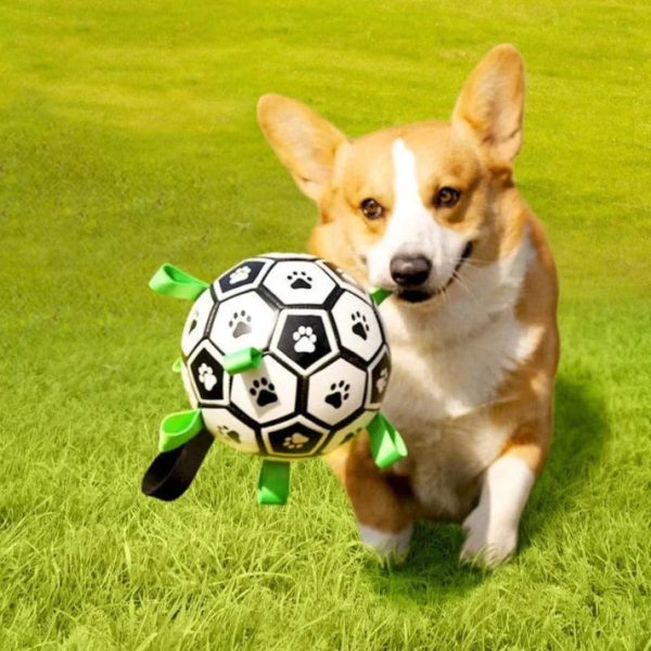 Dog Toys Soccer Ball with Straps - Image 3