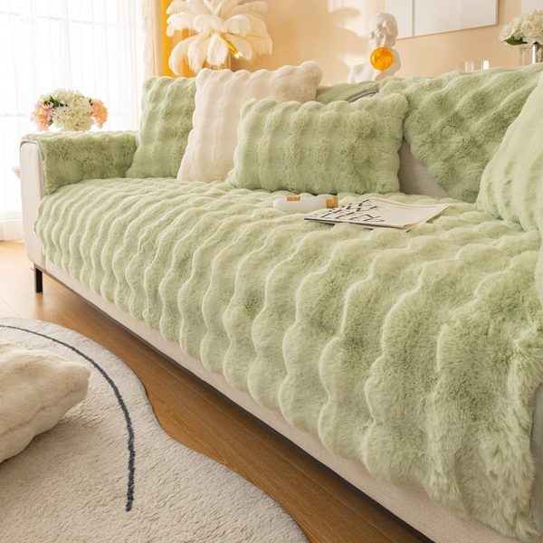 Cosy Plush Solid Colour Non-slip Sofa Cover - Image 8